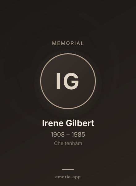 Memorial portrait of Irene Gilbert