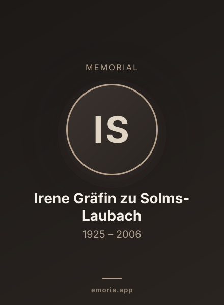 Memorial portrait of Irene Gräfin zu Solms-Laubach
