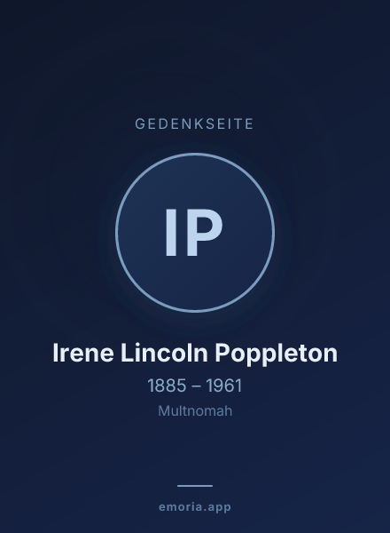Gedenkportrait von Irene Lincoln Poppleton