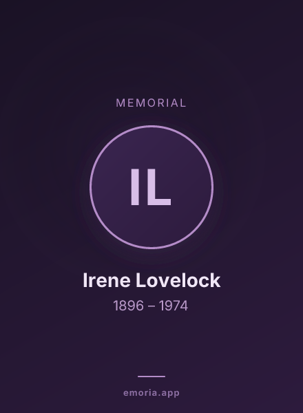 Memorial portrait of Irene Lovelock
