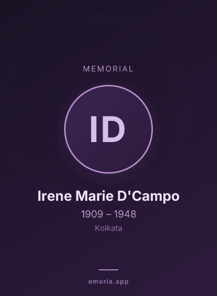 Memorial portrait of Irene Marie D'Campo