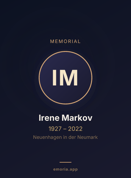 Memorial portrait of Irene Markov