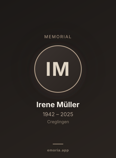 Memorial portrait of Irene Müller