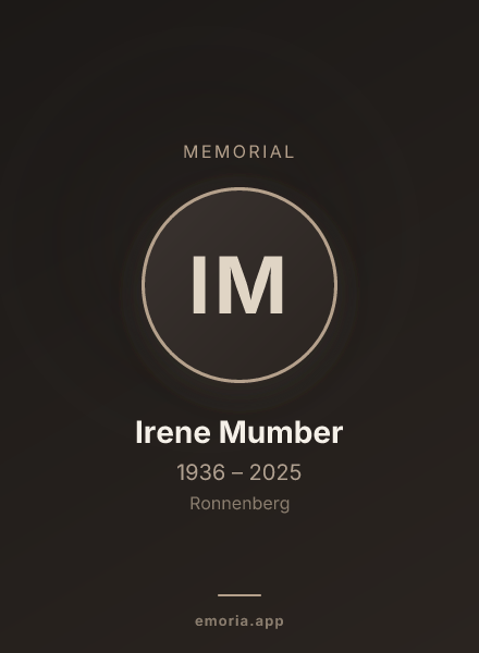 Memorial portrait of Irene Mumber