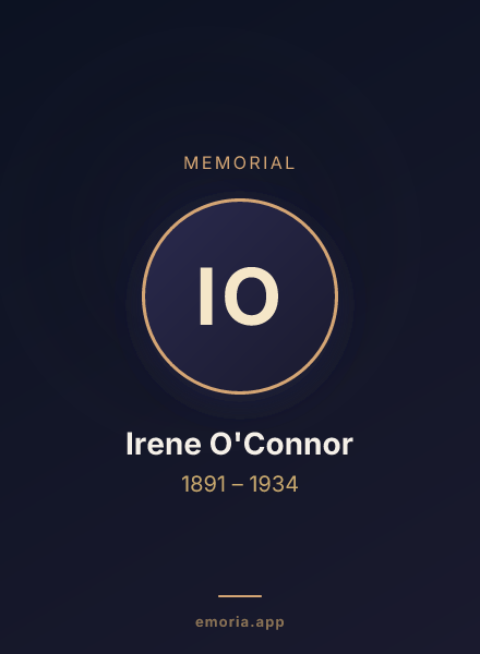 Memorial portrait of Irene O'Connor