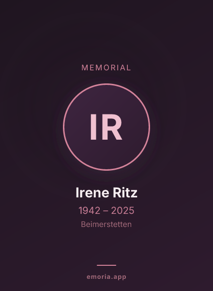 Memorial portrait of Irene Ritz