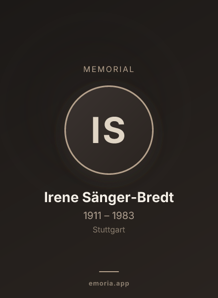 Memorial portrait of Irene Sänger-Bredt