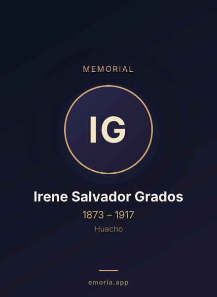 Memorial portrait of Irene Salvador Grados