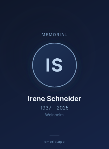 Memorial portrait of Irene Schneider