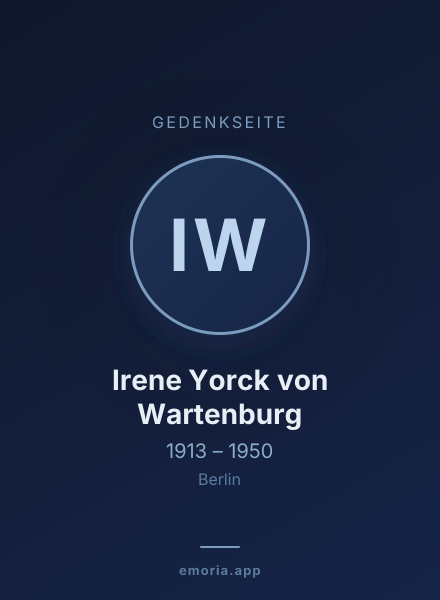 Gedenkportrait von Irene Yorck von Wartenburg