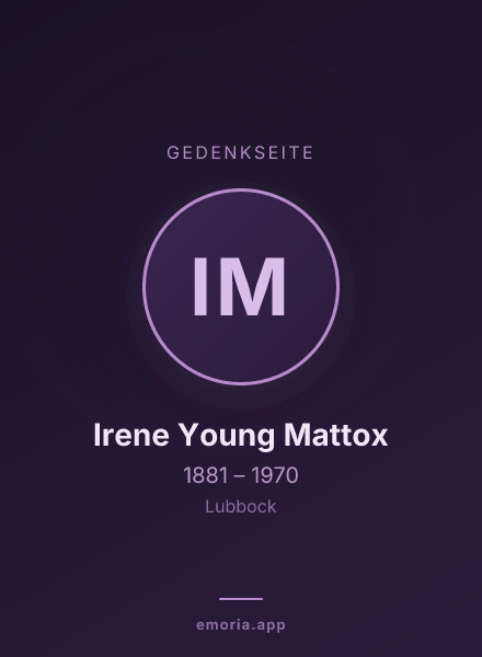 Gedenkportrait von Irene Young Mattox