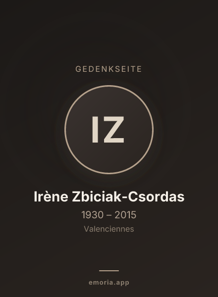 Gedenkportrait von Irène Zbiciak-Csordas