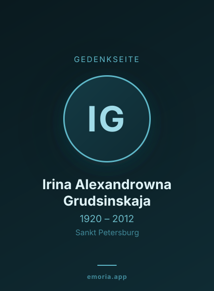 Gedenkportrait von Irina Alexandrowna Grudsinskaja