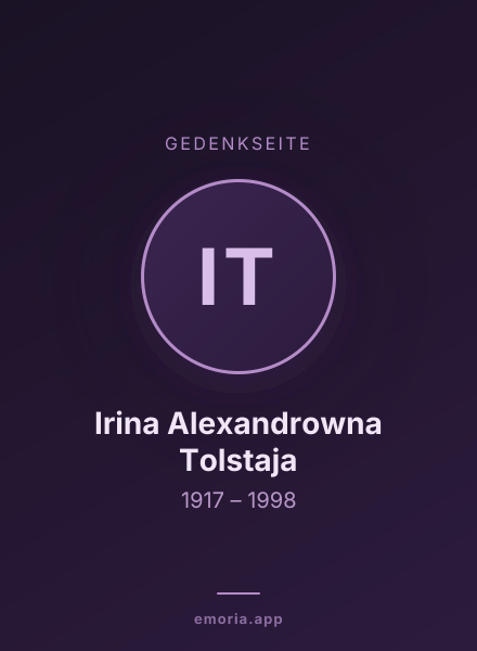 Gedenkportrait von Irina Alexandrowna Tolstaja