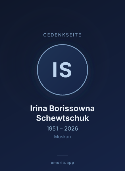 Gedenkportrait von Irina Borissowna Schewtschuk