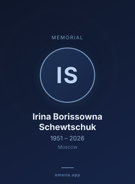 Memorial portrait of Irina Borissowna Schewtschuk