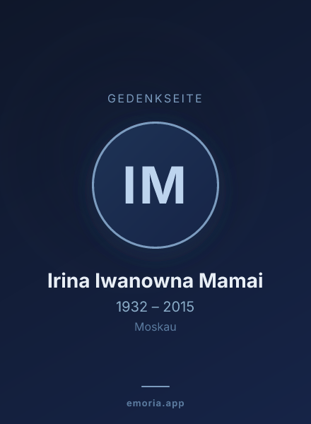 Gedenkportrait von Irina Iwanowna Mamai