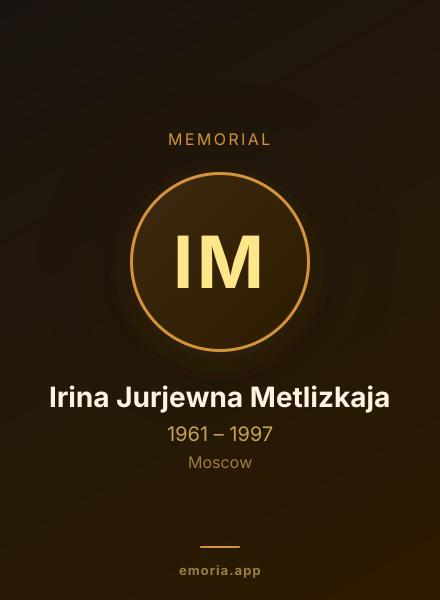 Memorial portrait of Irina Jurjewna Metlizkaja