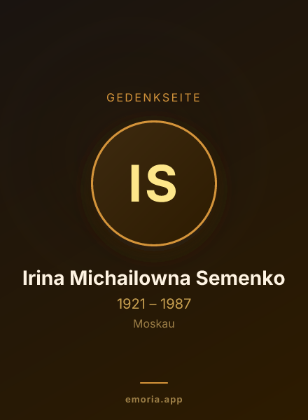 Gedenkportrait von Irina Michailowna Semenko