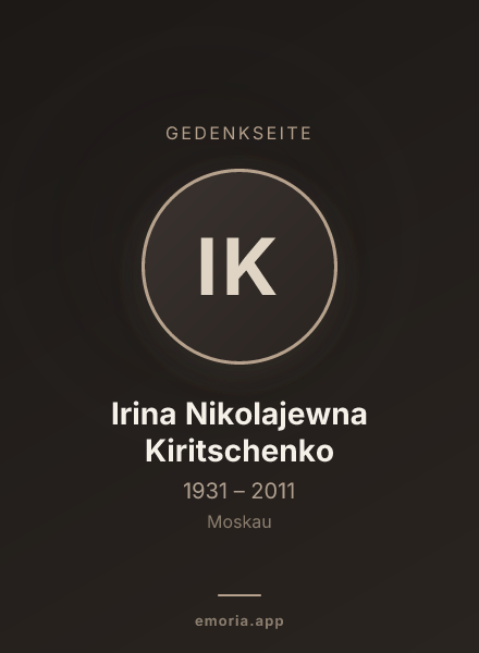 Gedenkportrait von Irina Nikolajewna Kiritschenko