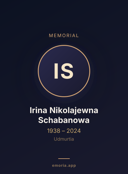 Memorial portrait of Irina Nikolajewna Schabanowa