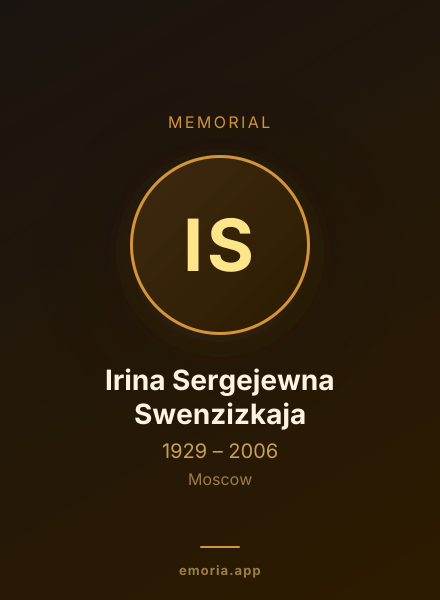 Memorial portrait of Irina Sergejewna Swenzizkaja
