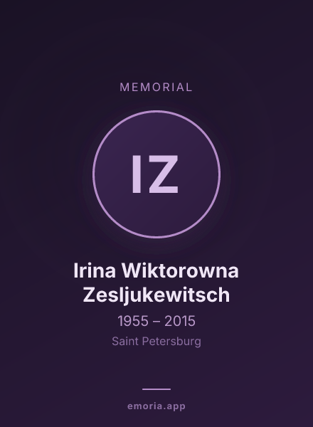 Memorial portrait of Irina Wiktorowna Zesljukewitsch