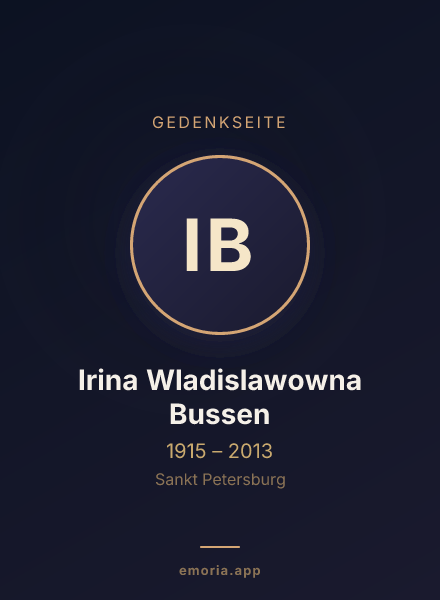 Gedenkportrait von Irina Wladislawowna Bussen