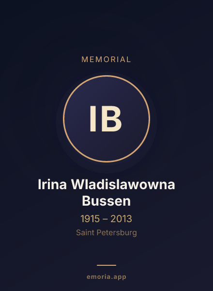 Memorial portrait of Irina Wladislawowna Bussen