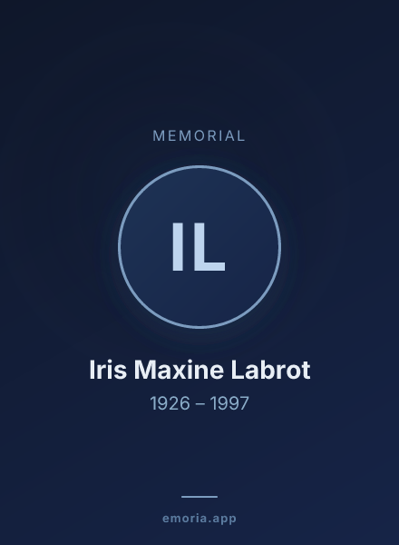Memorial portrait of Iris Maxine Labrot