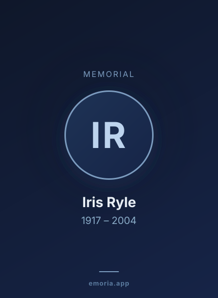 Memorial portrait of Iris Ryle