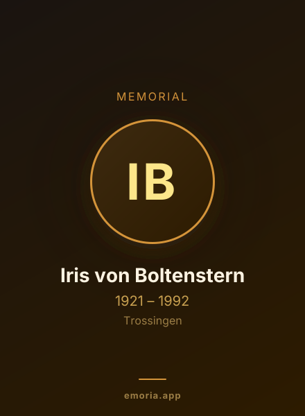 Memorial portrait of Iris von Boltenstern