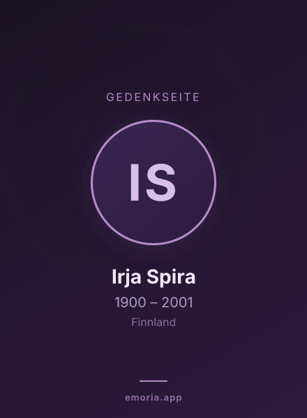 Gedenkportrait von Irja Spira