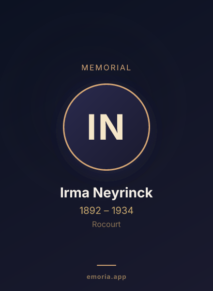 Memorial portrait of Irma Neyrinck