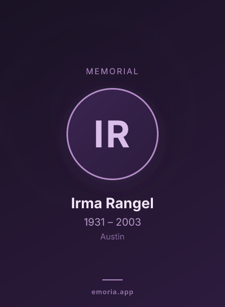 Memorial portrait of Irma Rangel