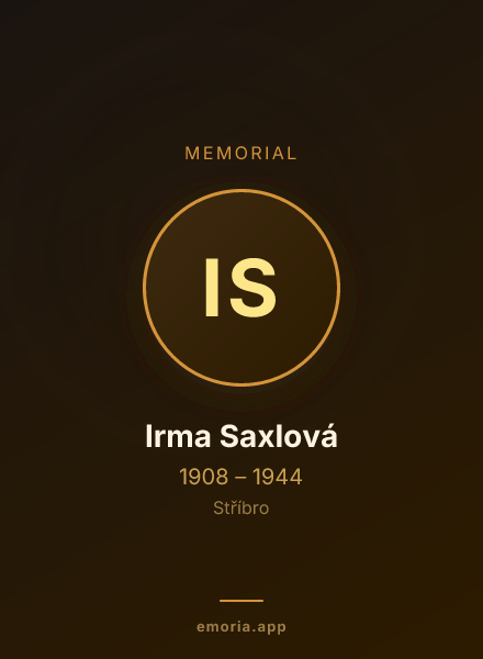 Memorial portrait of Irma Saxlová