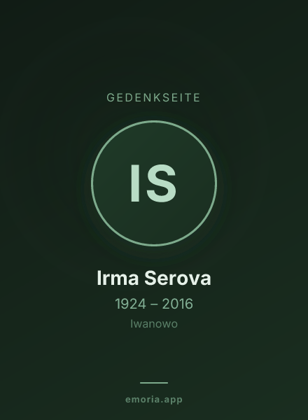 Gedenkportrait von Irma Serova