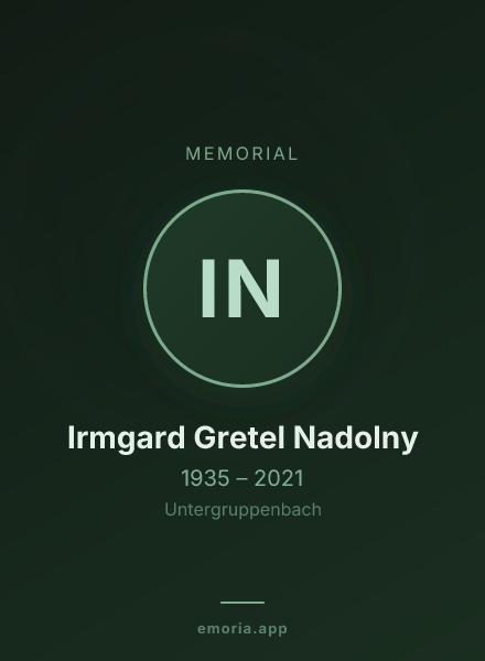 Memorial portrait of Irmgard Gretel Nadolny