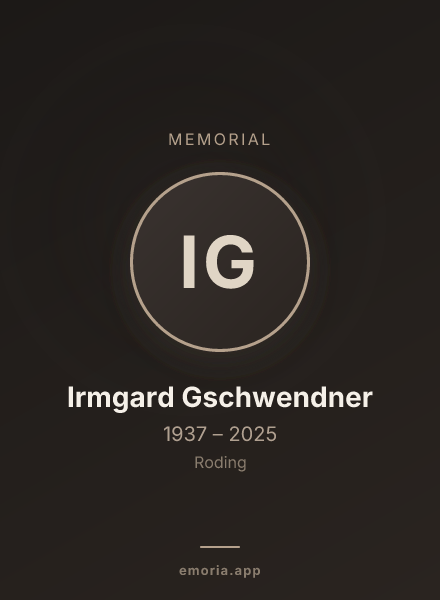 Memorial portrait of Irmgard Gschwendner
