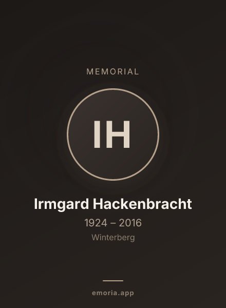 Memorial portrait of Irmgard Hackenbracht