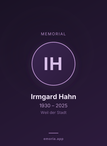 Memorial portrait of Irmgard Hahn