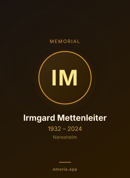 Memorial portrait of Irmgard Mettenleiter