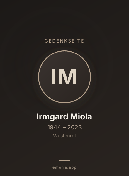 Gedenkportrait von Irmgard Miola