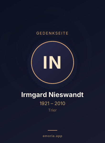 Gedenkportrait von Irmgard Nieswandt