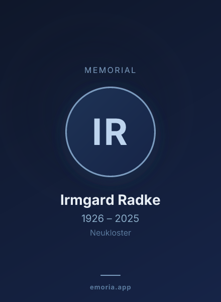 Memorial portrait of Irmgard Radke