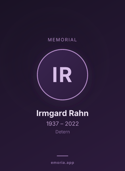 Memorial portrait of Irmgard Rahn