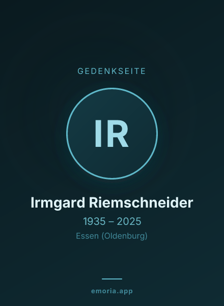 Gedenkportrait von Irmgard Riemschneider