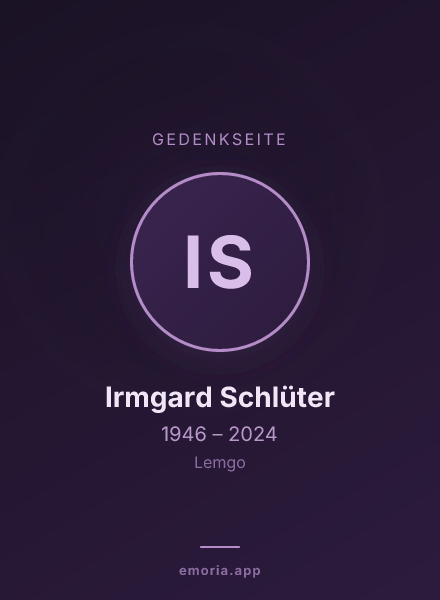 Gedenkportrait von Irmgard Schlüter
