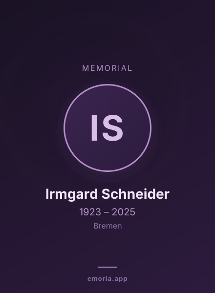 Memorial portrait of Irmgard Schneider
