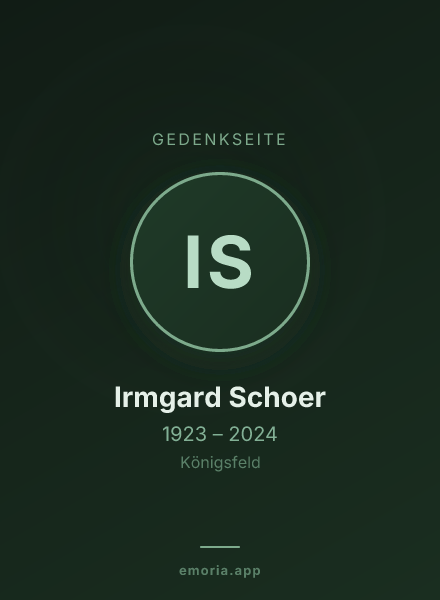 Gedenkportrait von Irmgard Schoer